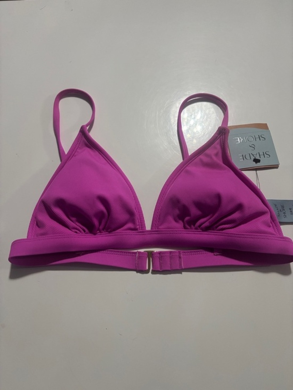Shade & Shore Fuchsia Ribbed Triangle Bikini Top